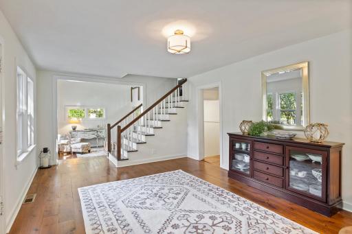 The front entry way has also been used as a dining room space.