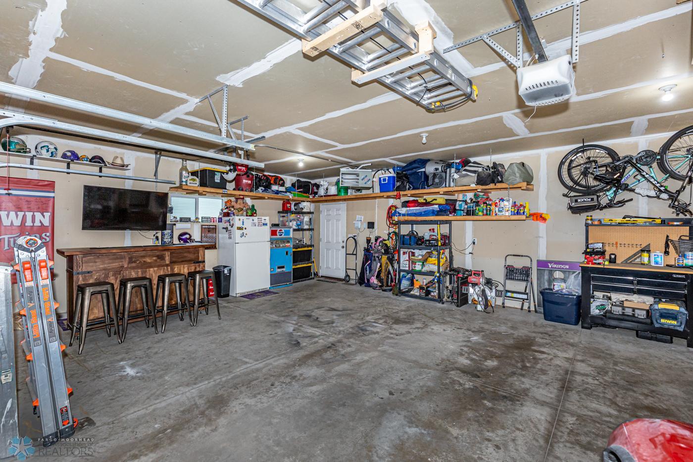 finished and heated 3 stall garage