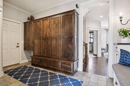 Custom built in cabinets / lockers in the Mud Room