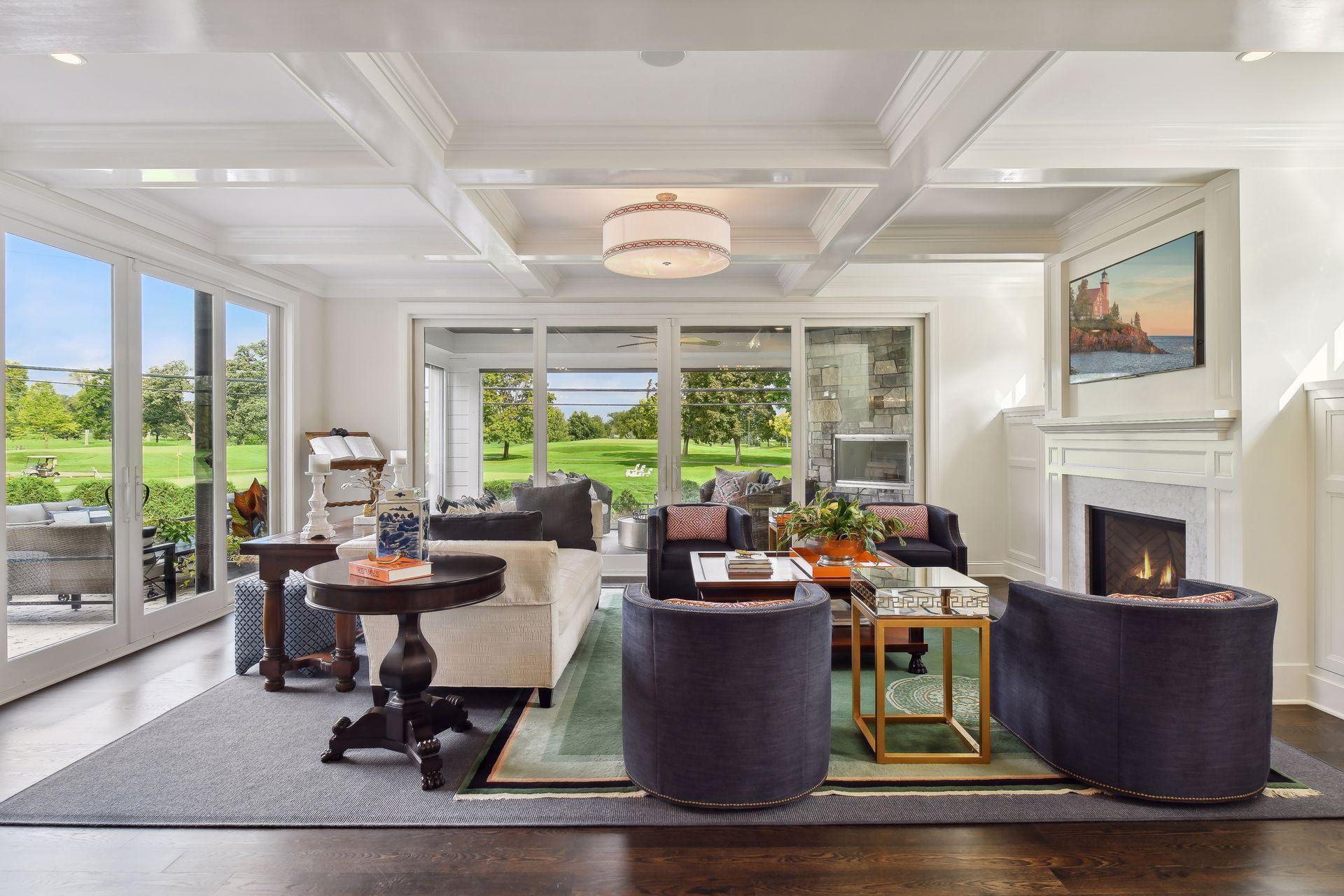 Family room opens into porch