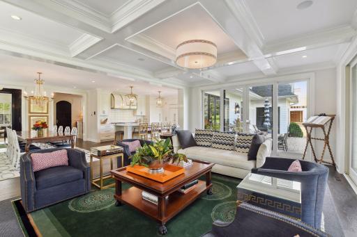 Family room with multiple ways out to the backyard, patio or screen porch