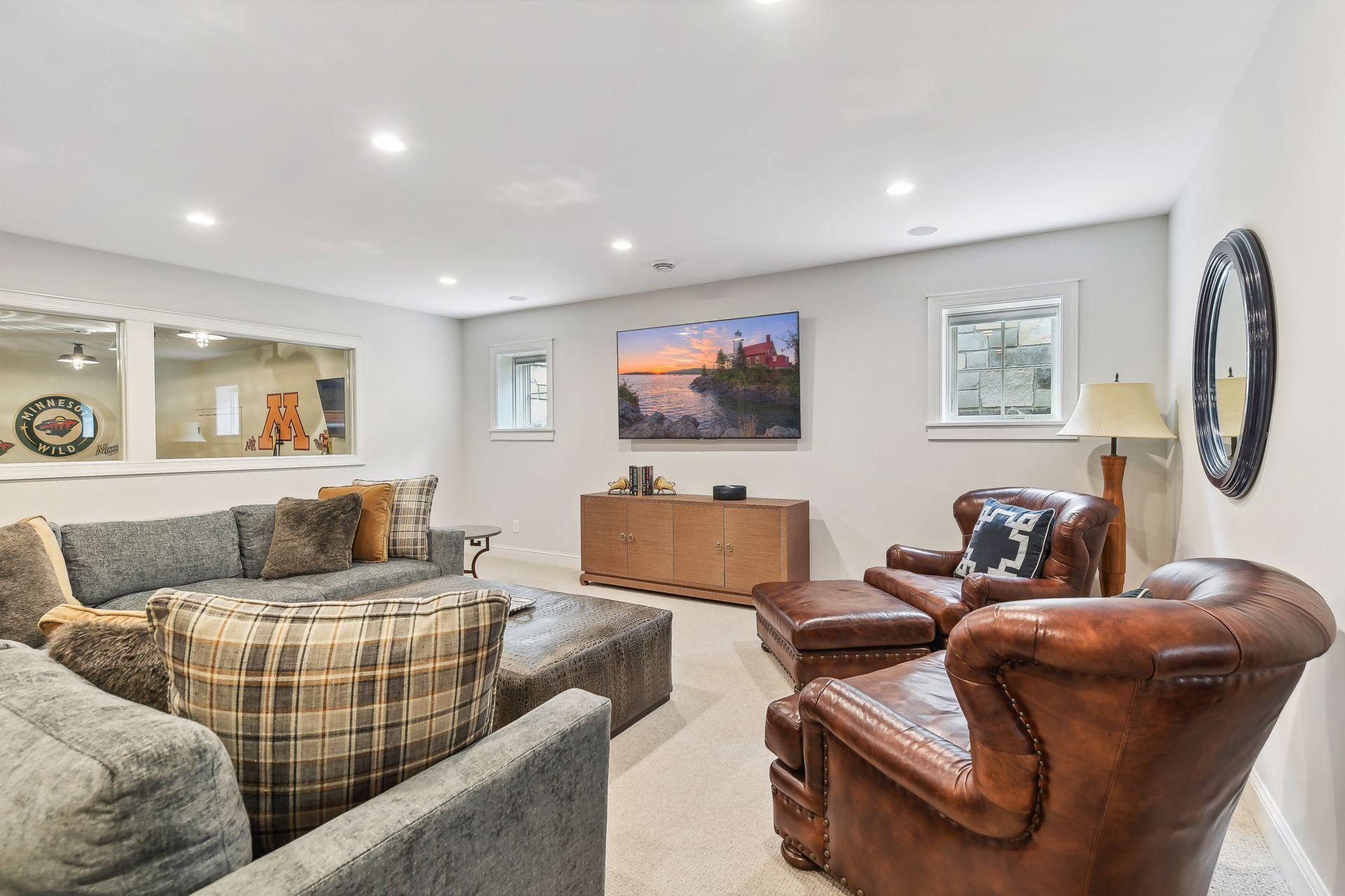 Family room in lower level