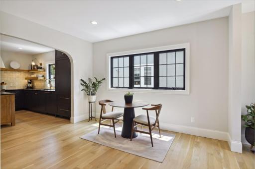 Open floor plan from living area to kitchen