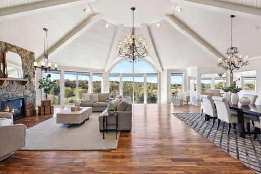 The front door opens to reveal panoramic views from every window.