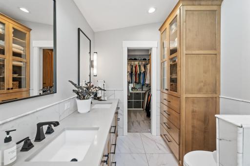 Master bath leads into a very spacious walk in closet