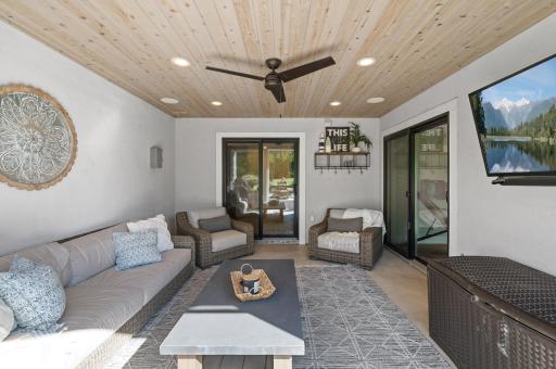 Walk out to this beautiful porch from the mudroom and/or rec room