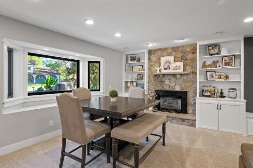 Cozy up for game night in this lower level game space