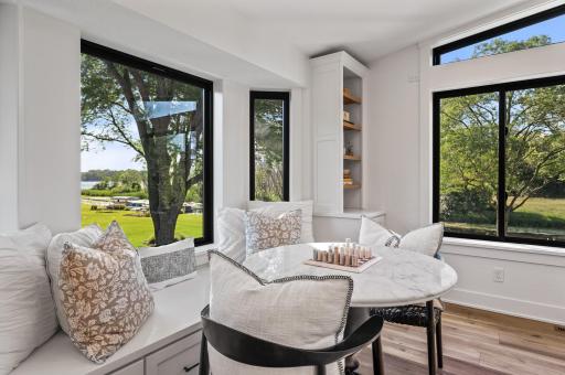 Snuggle up with a good book or take someone on in a game of chess while enjoying the views of the lake
