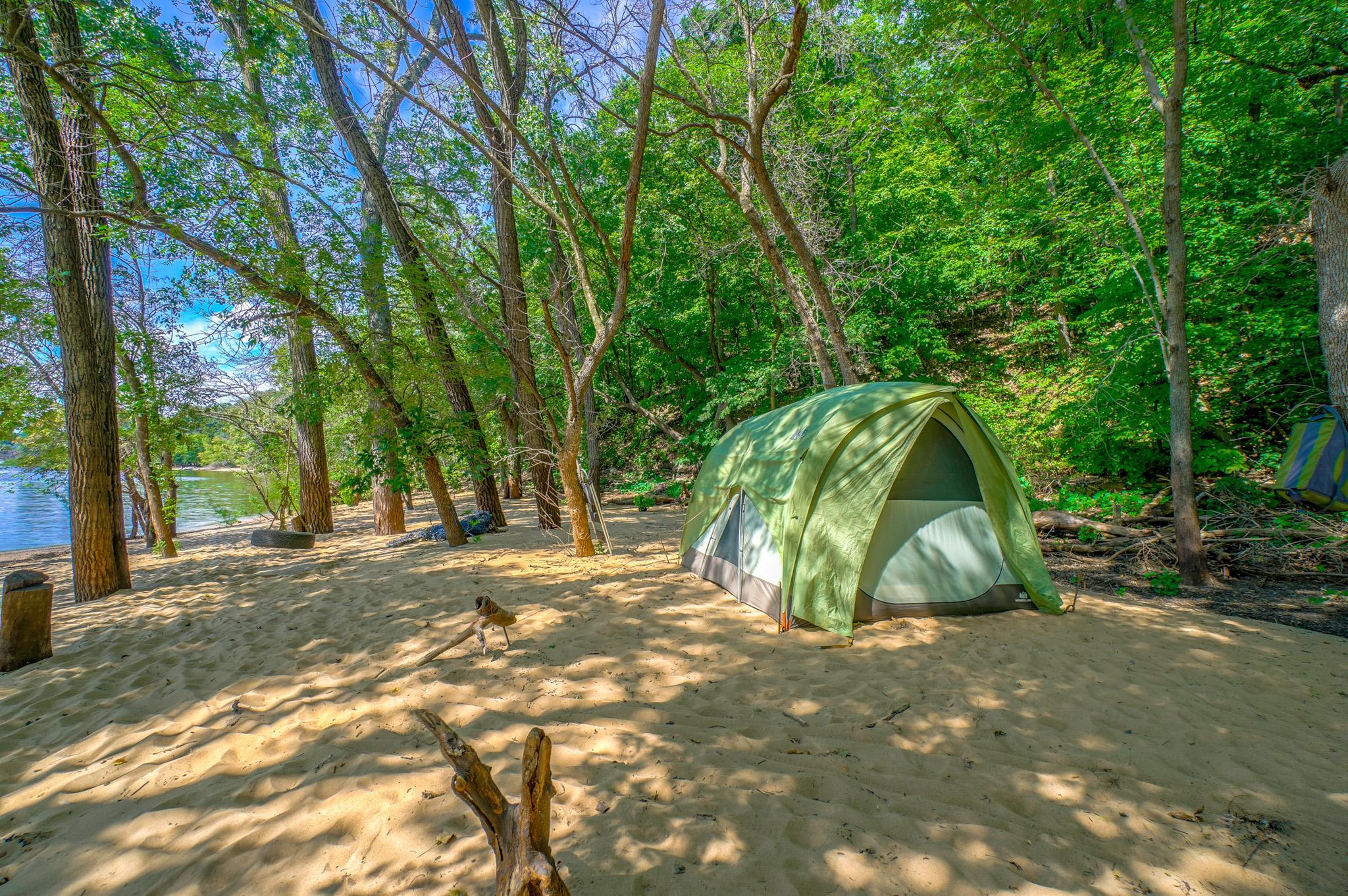Just one of the many campsites for your guests, invite your friends and family, they can find their own private piece of beach, then congregate in the main area for food and fun