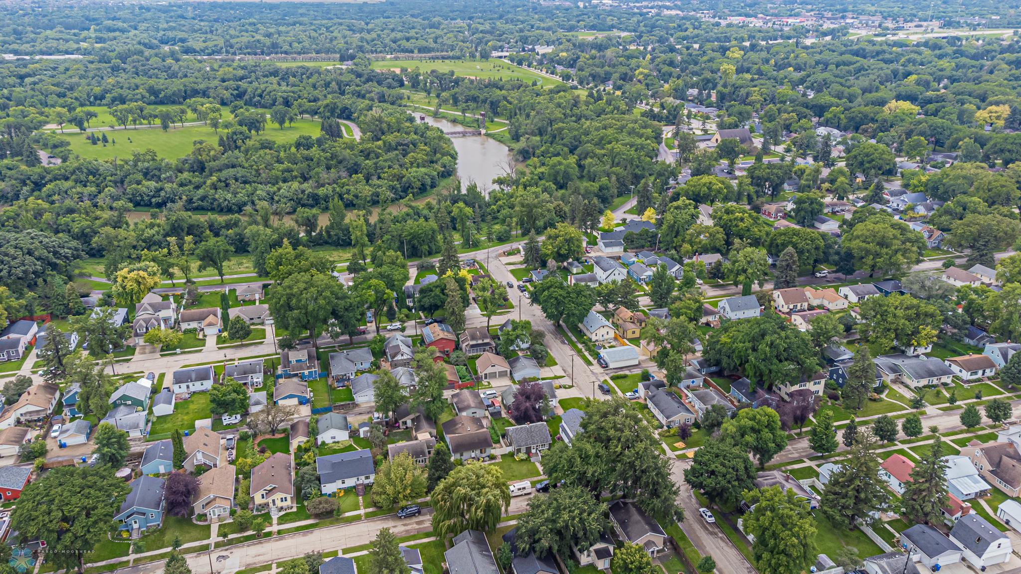 Arial view looking to the south of home