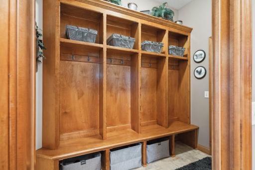 Coat Lockers, Each with their Own Shelving and Bin Spaces, are Just in from the Garage, Across from the Laundry Room.