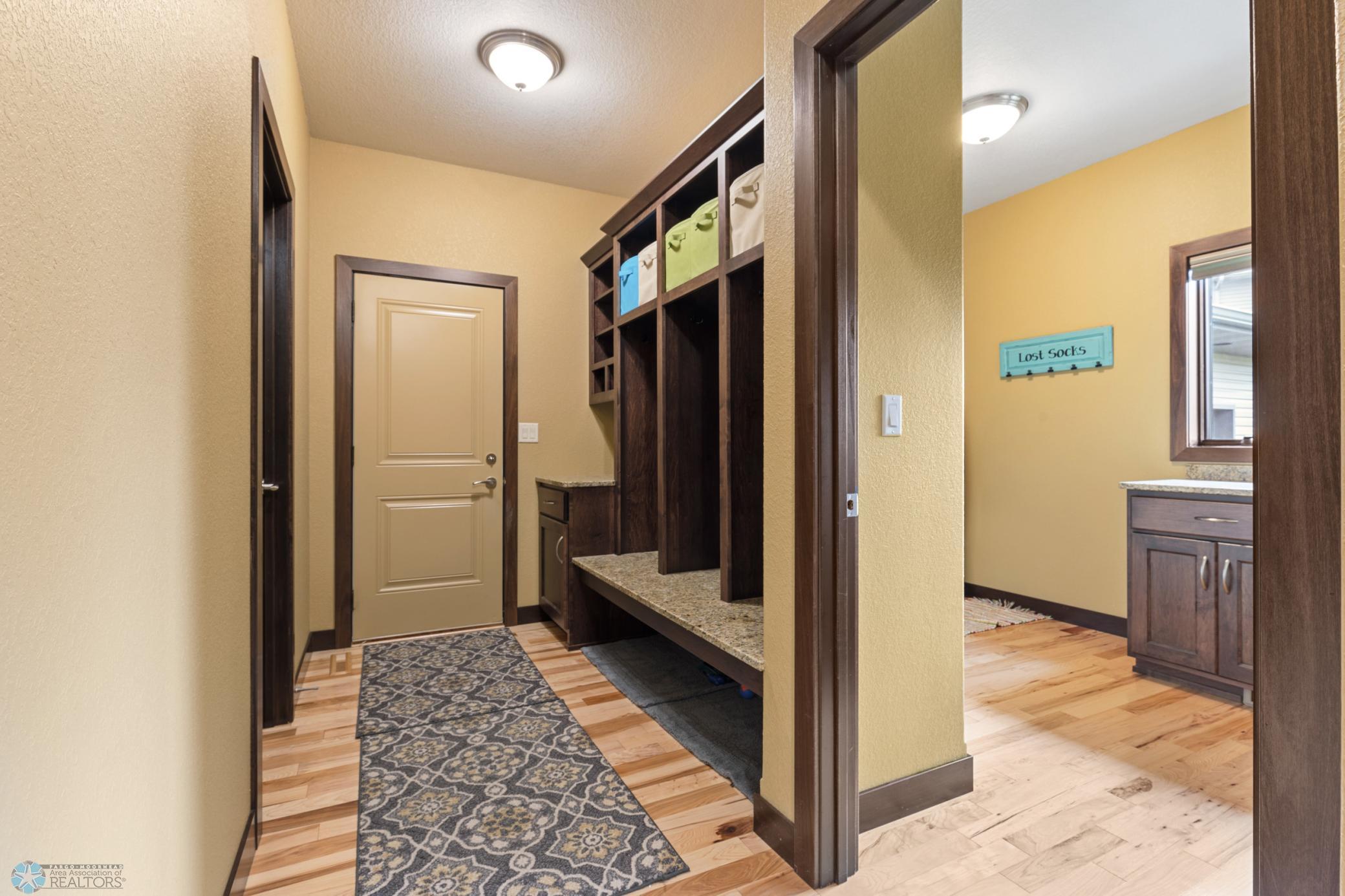 garage entry drop zone with cubbies