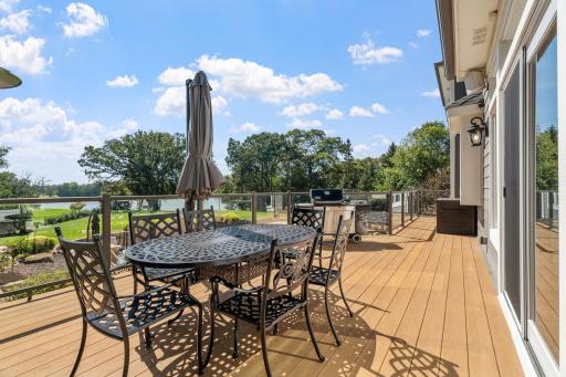 Maintenance free deck with powder coated railings and glass panels