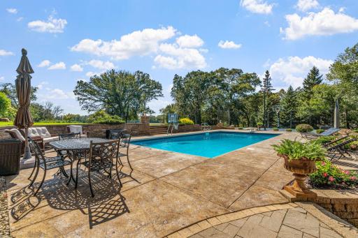 Stamped concrete patio pool surround and areas for entertaining