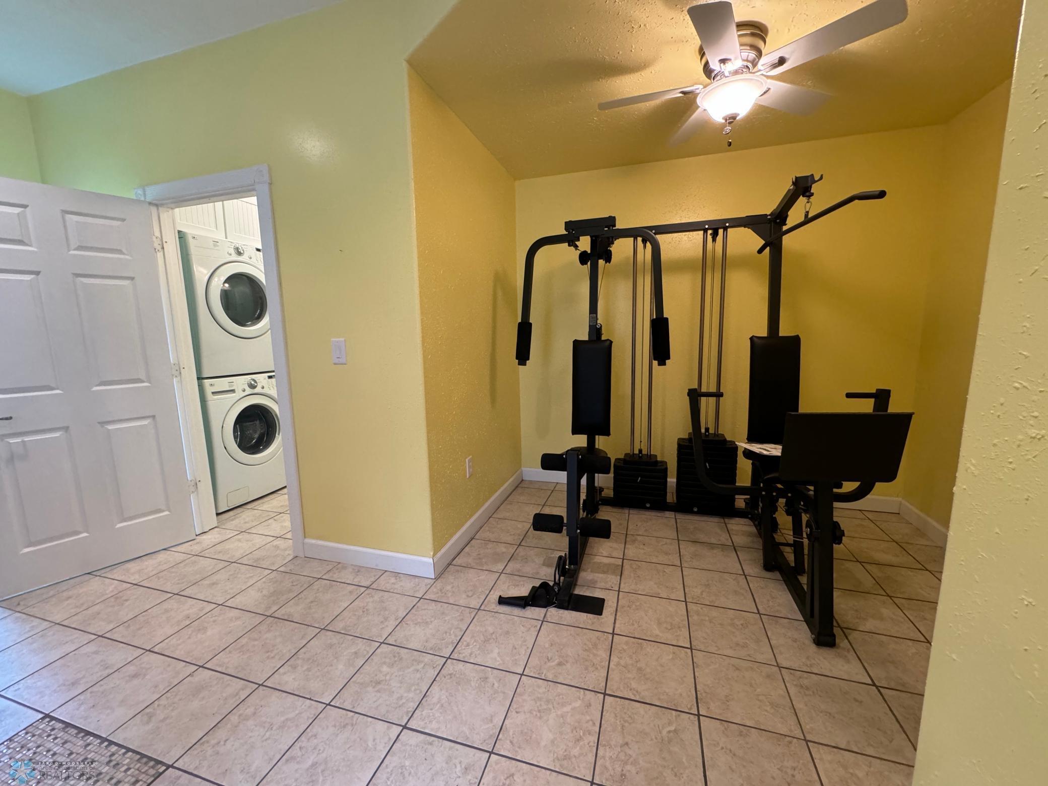 Workout Room - back side of garage. Has floor heat. Adjacent to hot tub room and 3/4 bath with laundry.