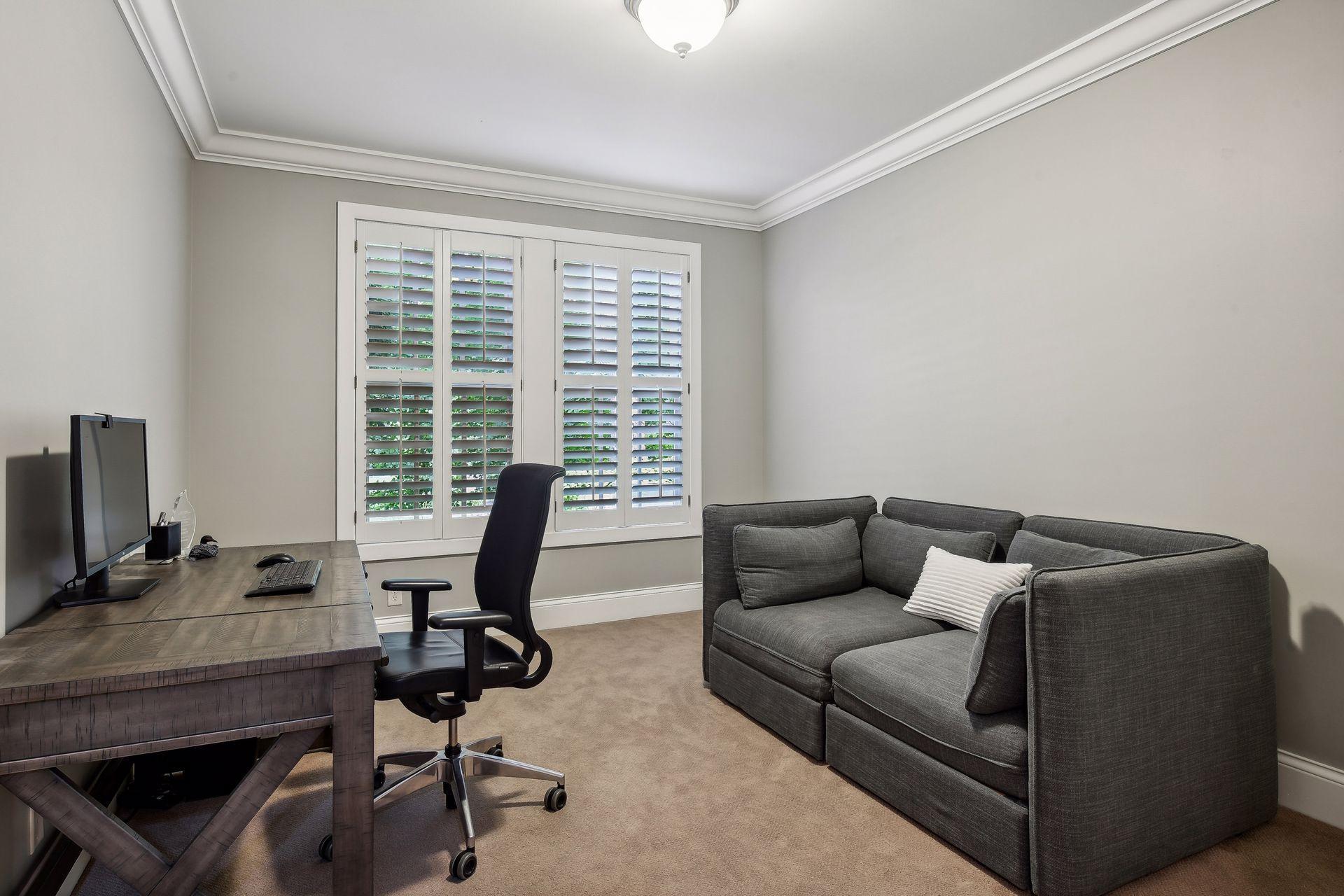 Lower level bedroom used as an office