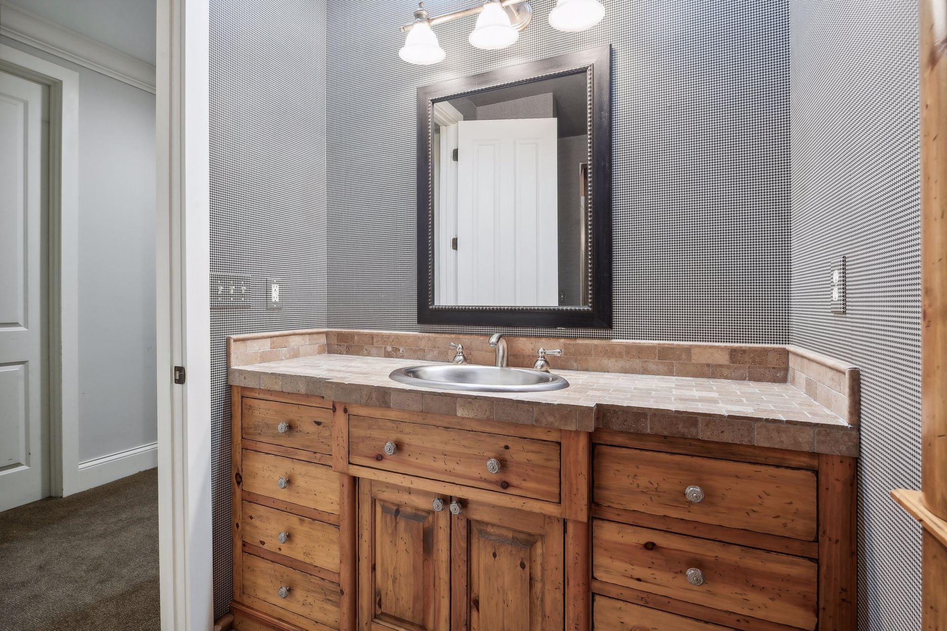 Lower level bath with shower