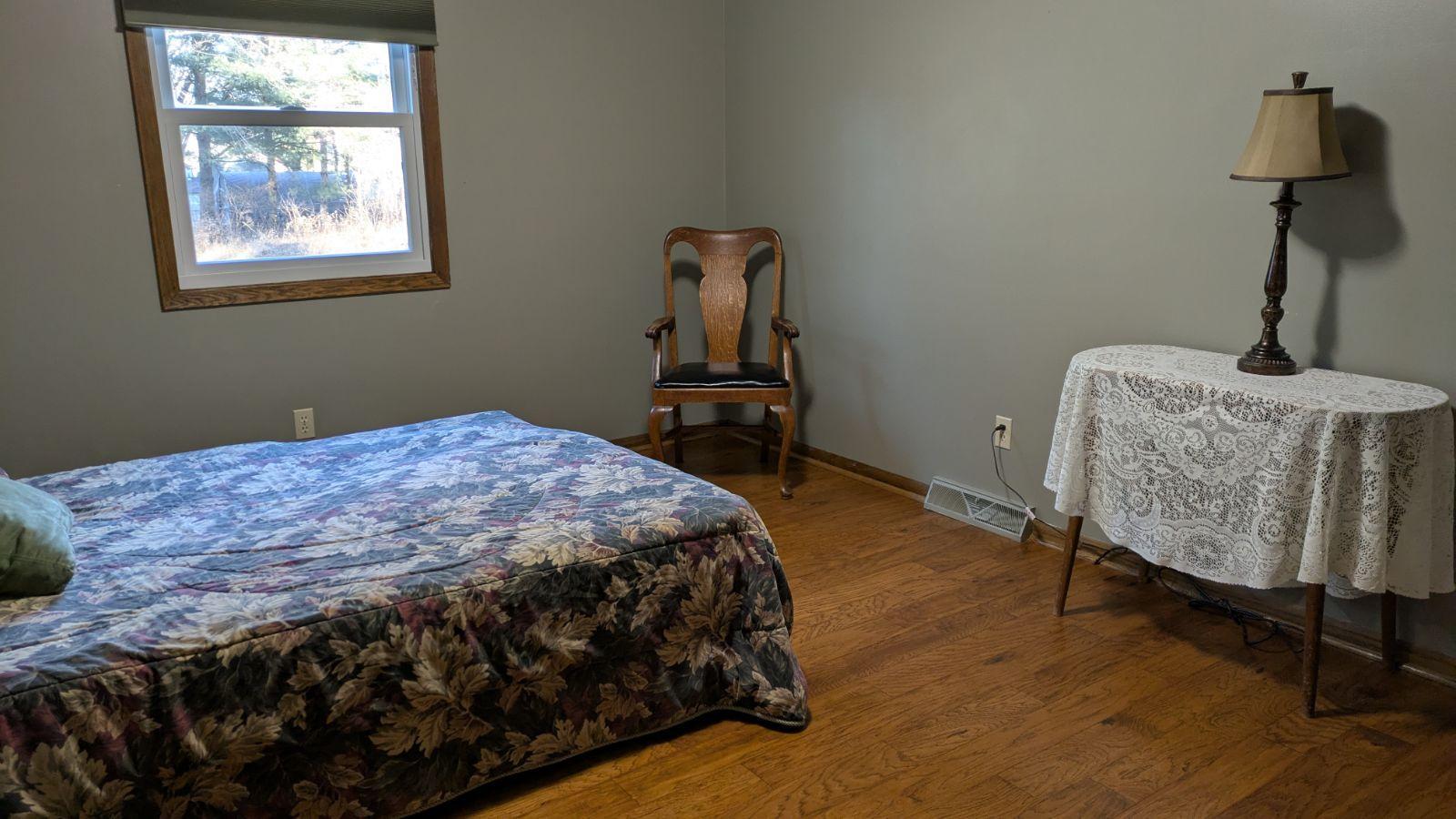 Large Primary BR. Please check out the bonus storage space in closet! Great place for suitcases or bins of off-season clothes! All windows on North side replaced 4 years ago.