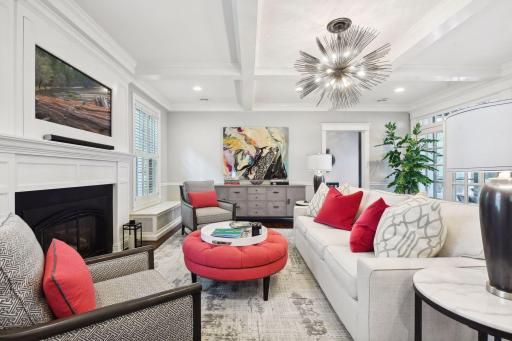 Main level family room with gas fireplace
