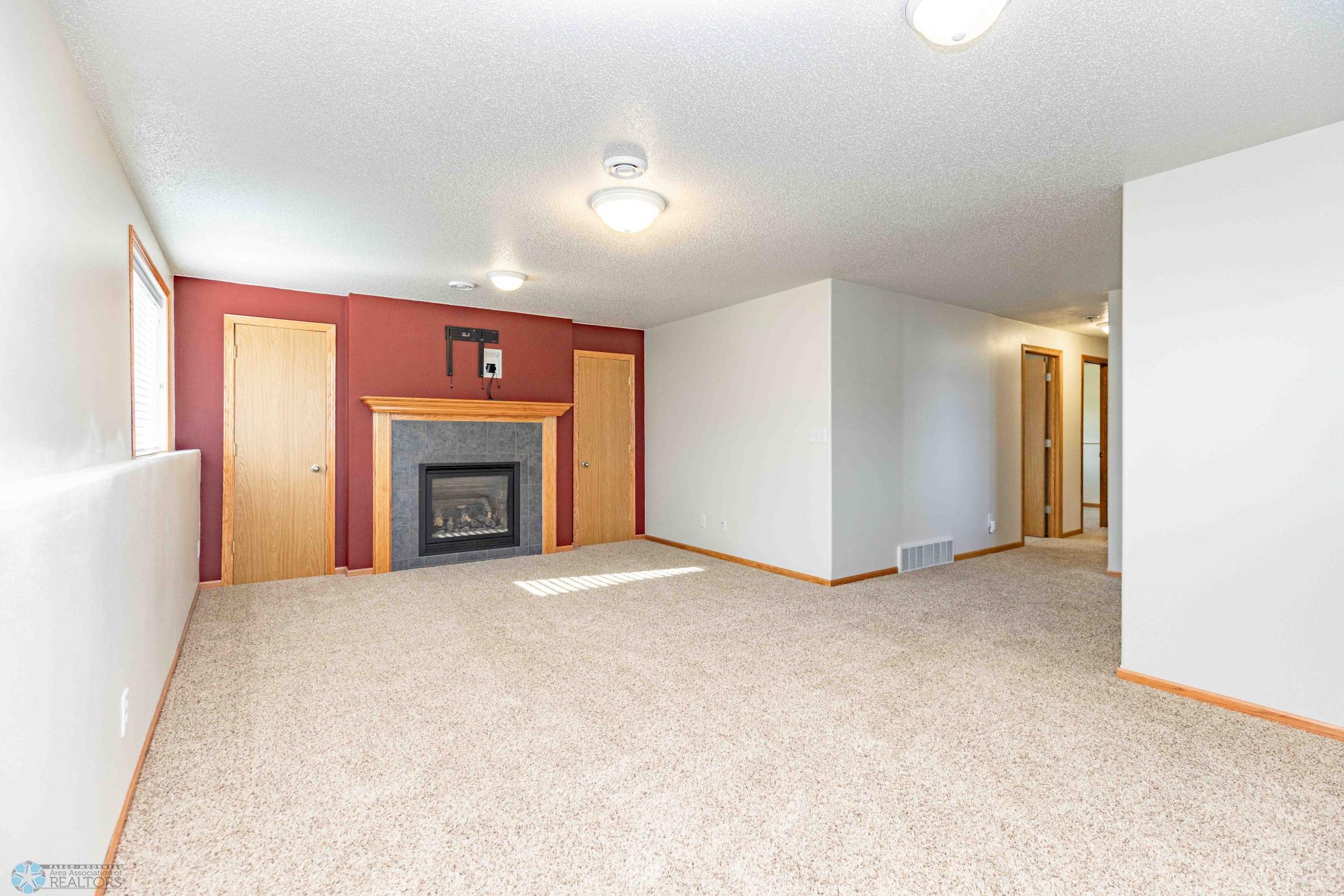 Lower Level Family Room with Gas Fireplace