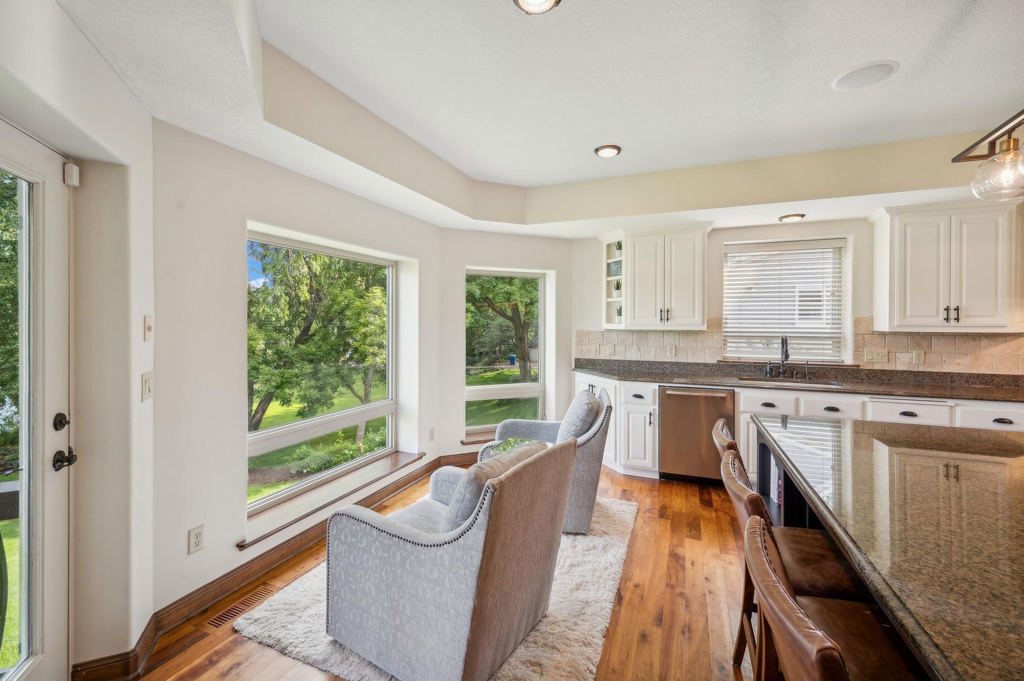 Cozy nook in Kitchen with lake views