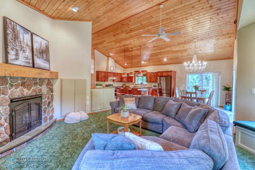 Large living room and cozy gas fireplace