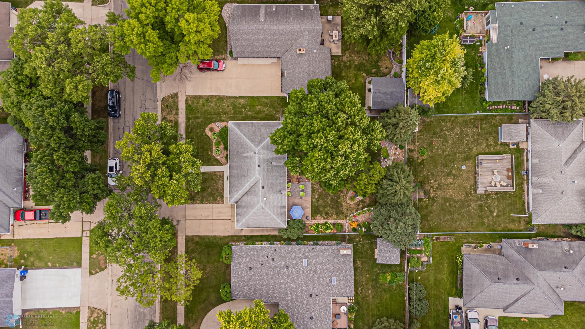 Arial view of home and yard