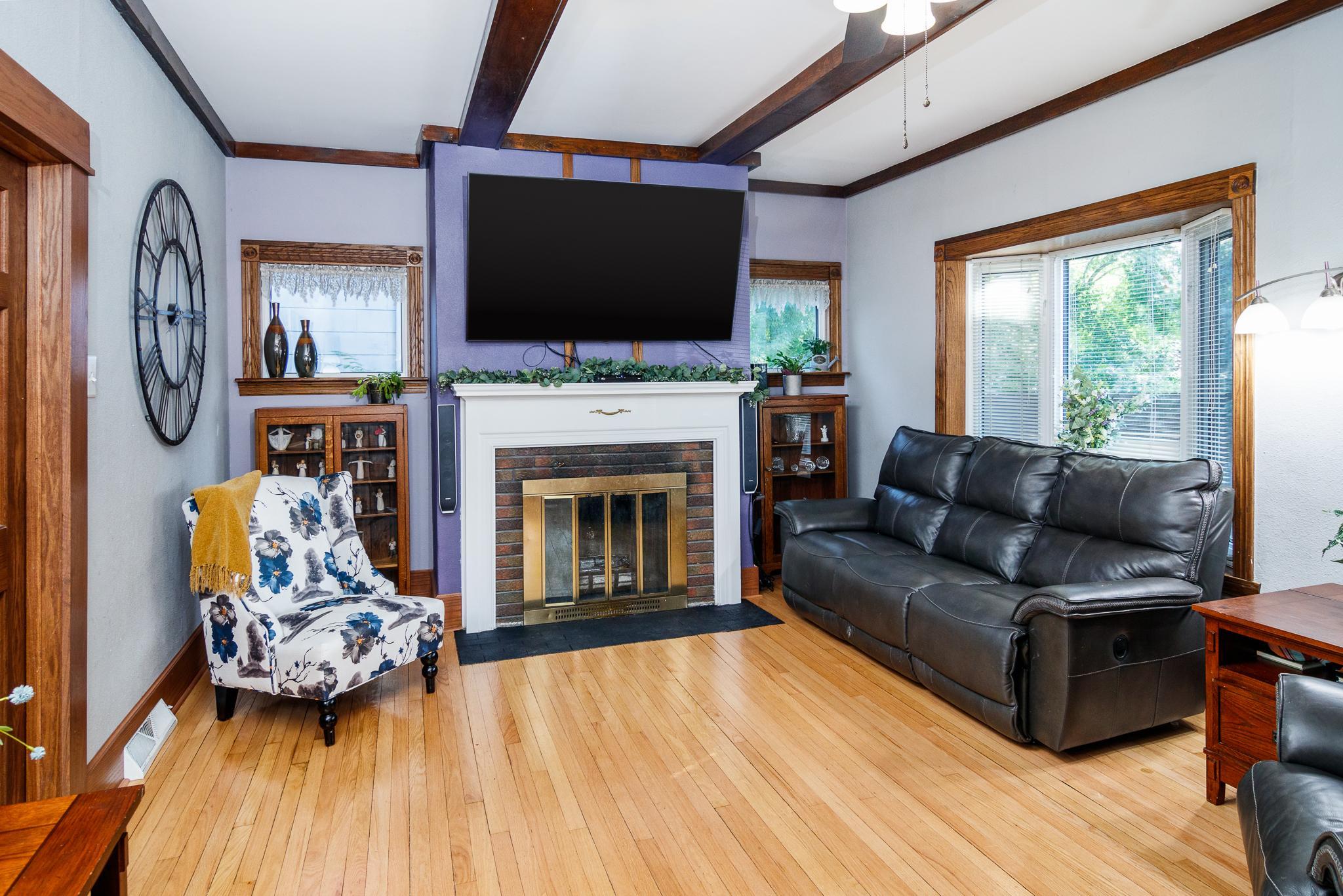 Living room with fireplace