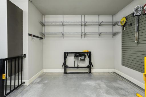 Hydraulic lift leading to Spancrete lower level storage space.