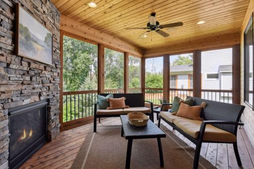 This inviting space includes a fireplace and outlets for a TV, making it a versatile retreat.