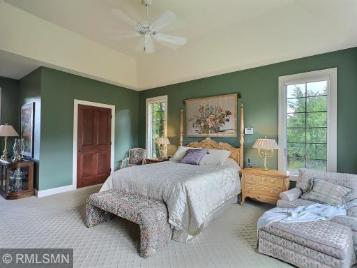 Primary bedroom is on the main level, with trayed ceiling and large walk in closet (in addition to the walk in closet in the bathroom).