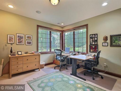 This lower level office space, with French doors and large walk in closet for storage.