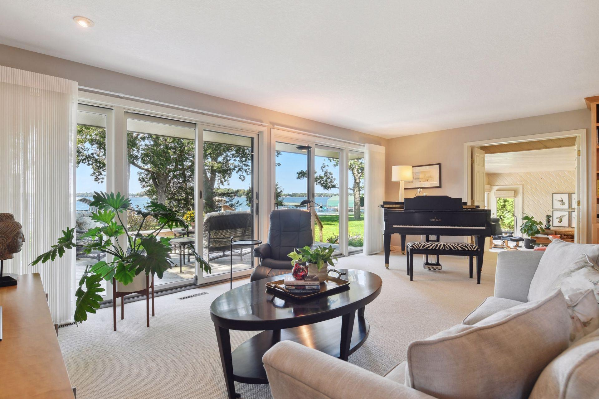 Beautiful lake views from both the living room and family room.