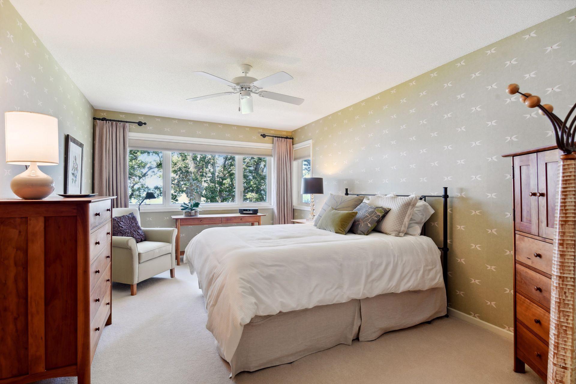 Bedroom #2 with a wonderful view of the lake.