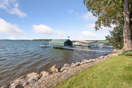 96ft of west facing lakeshore and a rip-rapped shoreline.