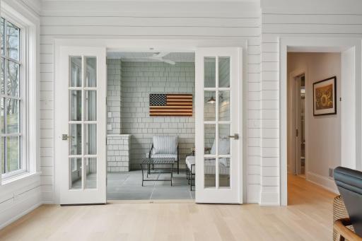 Doors leading to porch.