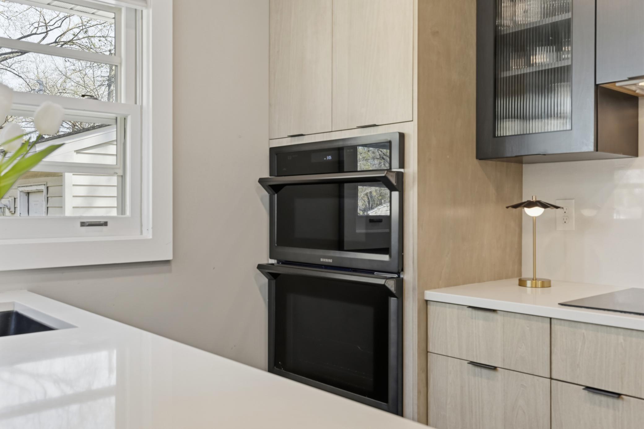 Double wall oven/microwave combination is a cook's delight!