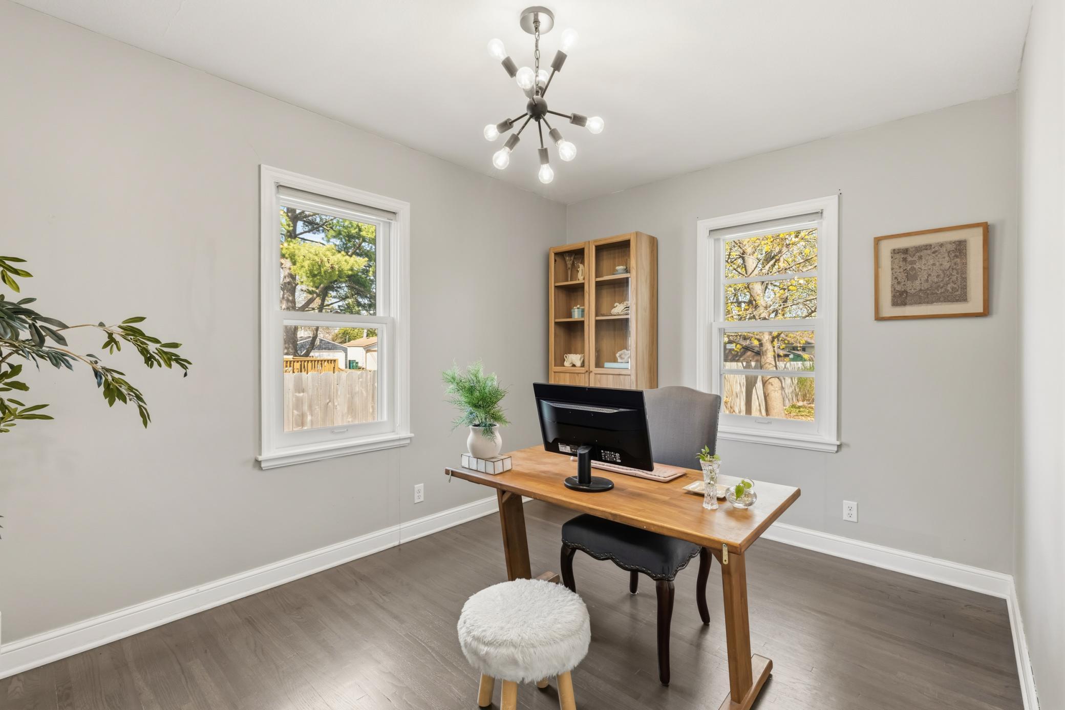 Bedroom 2 is currently functioning as a fantastic home office