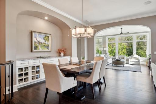 The dining area features a 9' built-in hutch - perfect for entertaining and storing serving ware