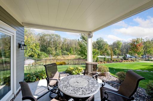 The lower level patio is nice and private and enjoys nature views.
