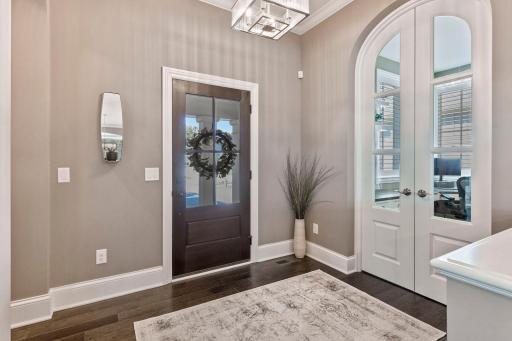 Sellers had custom French doors designed and installed to create a private work space.
