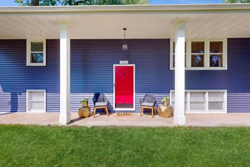 Photo for 7324 Topview Road, Eden Prairie, MN 55346 - listing #6604133 Welcoming Front Entry Porch w/ Bold Red Door and White Columns
