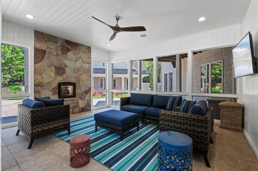 It even includes a two-sided wood-burning stove. Additionally, there's a stand-alone sauna for a truly spa-like experience.