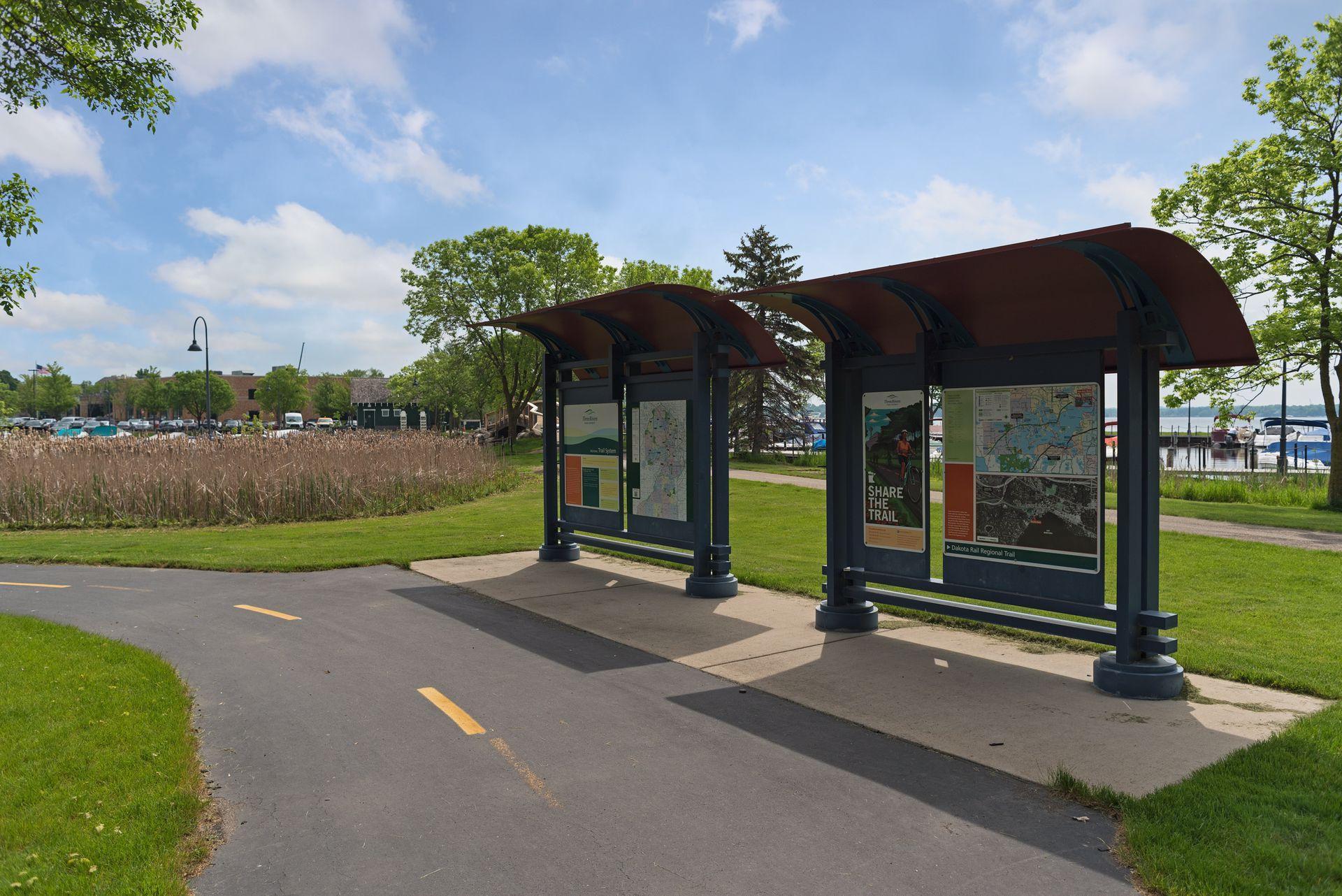 The Dakota LRT Trail provides 14+ miles of paved trail that winds through St. Bonifacius, Minnetrista, Mound, Spring Park, Minnetonka Beach, Orono and Wayzata offering spectacular views of Lake Minnetonka along the way.