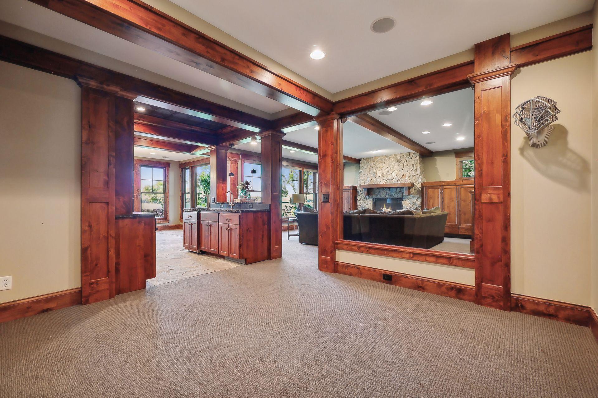 The Flex Room is perfect for an Exercise Room with built-in speakers and a glass partition wall.