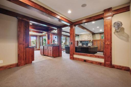 The Flex Room is perfect for an Exercise Room with built-in speakers and a glass partition wall.