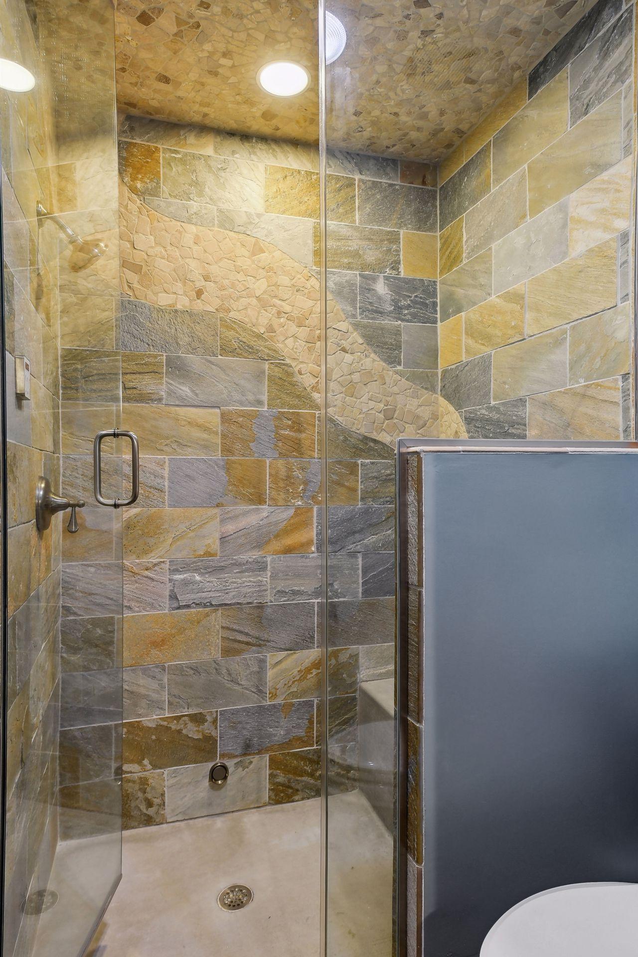 Lower level steam shower perfect for cold winter nights