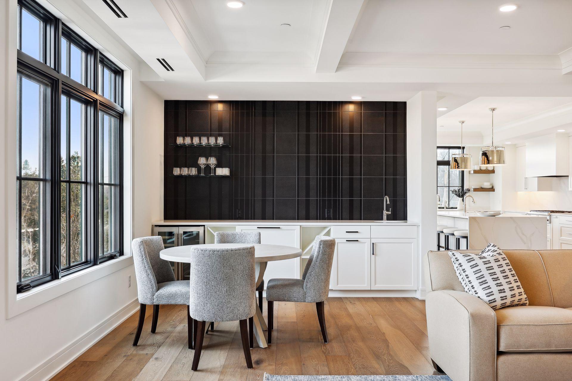 Wet bar with dual-zoned beverage center