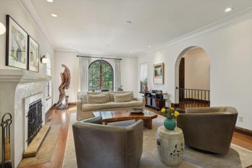 Large arched French windows with great natural light
