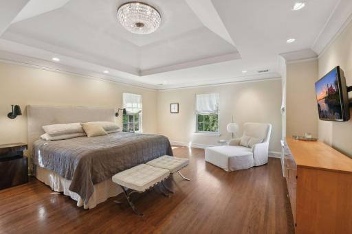 Large owners suite with Tray vault ceiling, recessed lighting